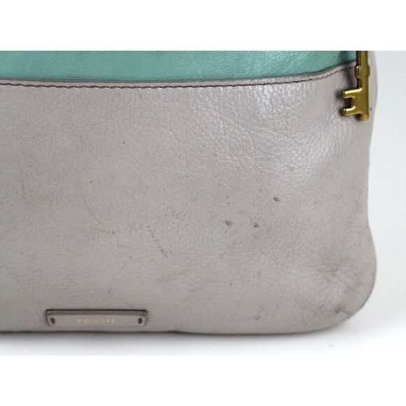 FOSSIL GRAY BLUE WHITE GENUINE LEATHER CROSSBODY ORGANIZER SHOULDER BAG PURSE - Picture 6 of 16